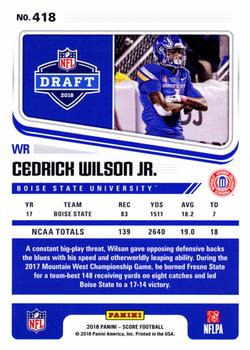 2018 Score - Scorecard #418 Cedrick Wilson Jr. Back