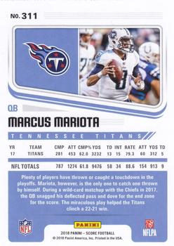 2018 Score - Showcase #311 Marcus Mariota Back