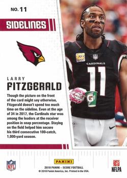 2018 Score - Sidelines #11 Larry Fitzgerald Back