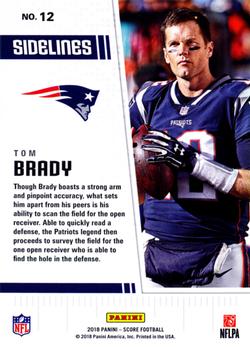 2018 Score - Sidelines #12 Tom Brady Back
