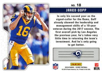 2018 Score - Signal Callers Gold #18 Jared Goff Back