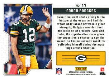 2018 Score - Signal Callers Red #11 Aaron Rodgers Back