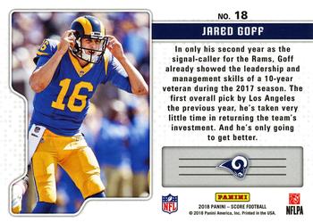 2018 Score - Signal Callers Red #18 Jared Goff Back