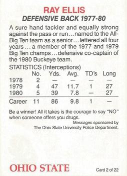 1990 Ohio State Buckeyes #2 Ray Ellis Back