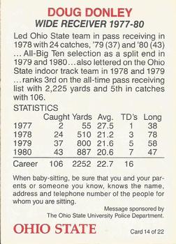 1990 Ohio State Buckeyes #14 Doug Donley Back