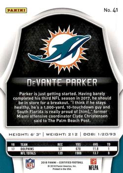 2018 Panini Certified #41 DeVante Parker Back