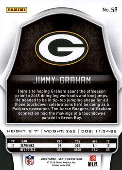 2018 Panini Certified #58 Jimmy Graham Back