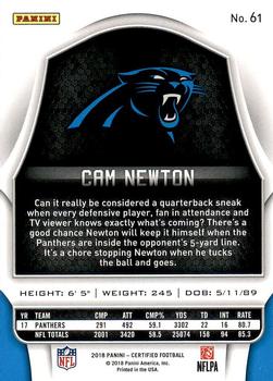 2018 Panini Certified #61 Cam Newton Back
