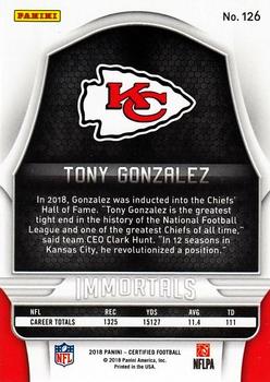 2018 Panini Certified #126 Tony Gonzalez Back