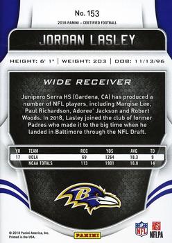2018 Panini Certified #153 Jordan Lasley Back