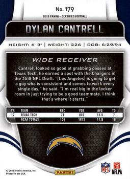 2018 Panini Certified #179 Dylan Cantrell Back