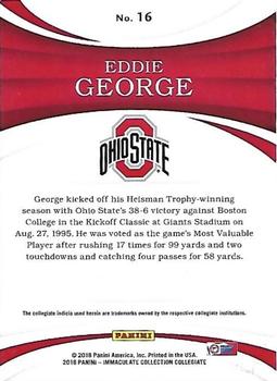 2018 Panini Immaculate Collection Collegiate #16 Eddie George Back