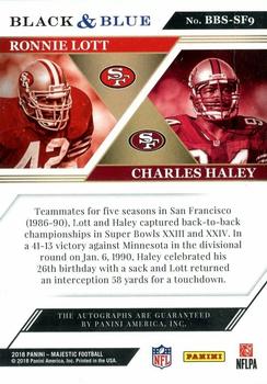 2018 Panini Majestic - Black and Blue Dual Signatures #BBS-SF9 Charles Haley / Ronnie Lott Back