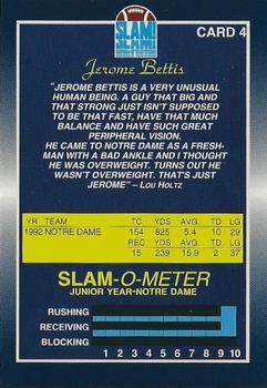 1993 Slam Jerome Bettis - Autographs #4AU Jerome Bettis Back