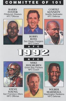 1994 Kansas City Committee of 101 #NNO Barry Foster / Bobby Ross / Cortez Kennedy / Steve Young / Mike Holmgren / Wilber Marshall Front