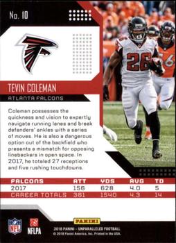 2018 Panini Unparalleled #10 Tevin Coleman Back