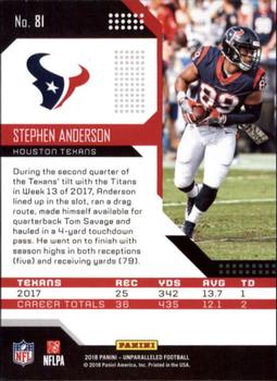 2018 Panini Unparalleled #81 Stephen Anderson Back