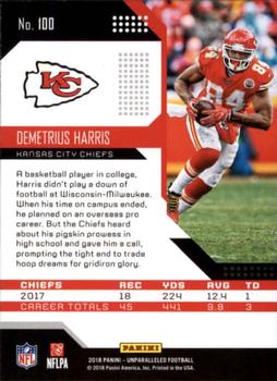 2018 Panini Unparalleled #100 Demetrius Harris Back