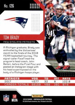 2018 Panini Unparalleled #126 Tom Brady Back