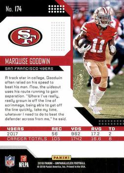 2018 Panini Unparalleled #174 Marquise Goodwin Back