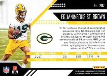 2018 Panini Unparalleled #297 Equanimeous St. Brown Back
