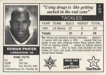 1992 Carl's Jr. Los Angeles Rams Police #9 Roman Phifer Back