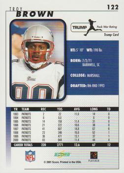 2001 Score - Trump #122 Troy Brown Back