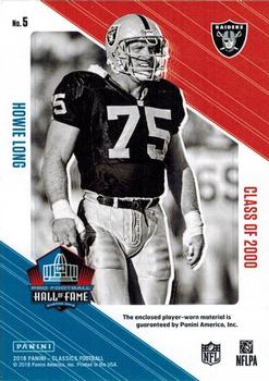 2018 Panini Classics - Canton Collection Swatches #5 Howie Long Back