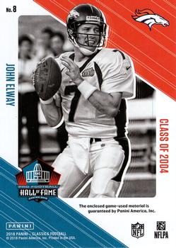 2018 Panini Classics - Canton Collection Swatches #8 John Elway Back