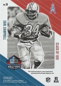 2018 Panini Classics - Canton Collection Swatches #13 Earl Campbell Back
