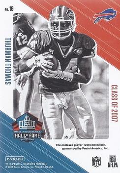 2018 Panini Classics - Canton Collection Swatches #16 Thurman Thomas Back