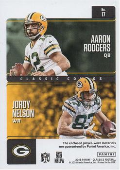 2018 Panini Classics - Classic Combos Material #17 Aaron Rodgers  / Jordy Nelson Back