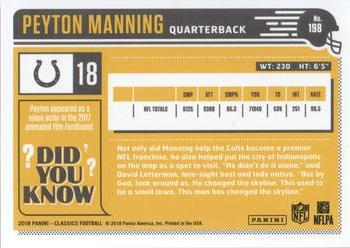2018 Panini Classics - Premium Edition #198 Peyton Manning Back