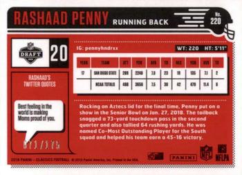 2018 Panini Classics - Premium Edition Red Back #220 Rashaad Penny Back