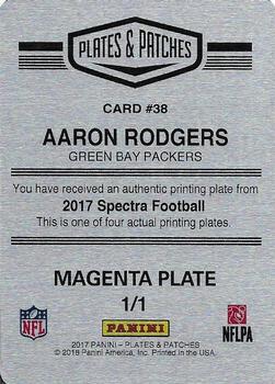 2017 Panini Spectra - Plates and Patches Printing Plates Magenta #38 Aaron Rodgers Back