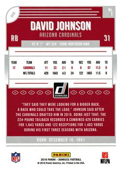 2018 Donruss #1 David Johnson Back