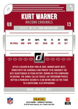 2018 Donruss #9 Kurt Warner Back