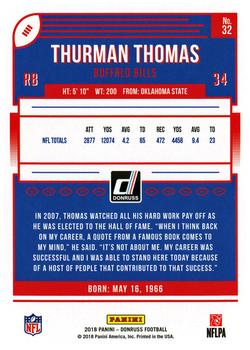 2018 Donruss #32 Thurman Thomas Back