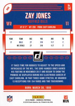 2018 Donruss #34 Zay Jones Back