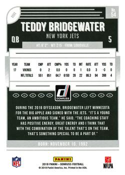 2018 Donruss #54 Teddy Bridgewater Back