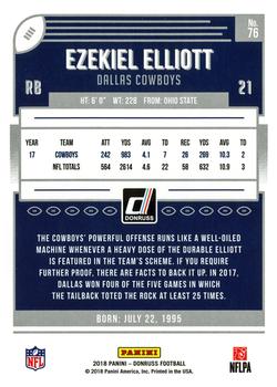 2018 Donruss #76 Ezekiel Elliott Back