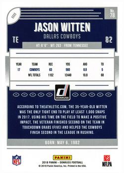 2018 Donruss #78 Jason Witten Back