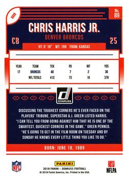 2018 Donruss #89 Chris Harris Jr. Back