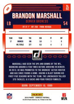 2018 Donruss #92 Brandon Marshall Back