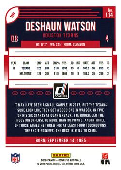 2018 Donruss #114 Deshaun Watson Back
