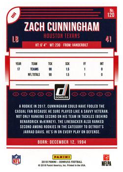 2018 Donruss #120 Zach Cunningham Back