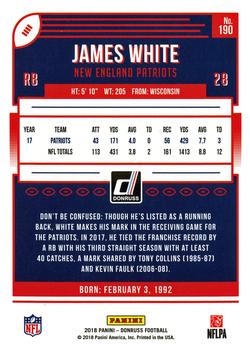 2018 Donruss #190 James White Back