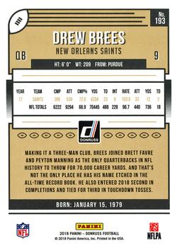 2018 Donruss #193 Drew Brees Back
