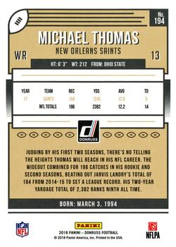 2018 Donruss #194 Michael Thomas Back