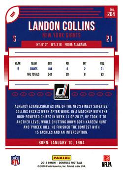 2018 Donruss #204 Landon Collins Back